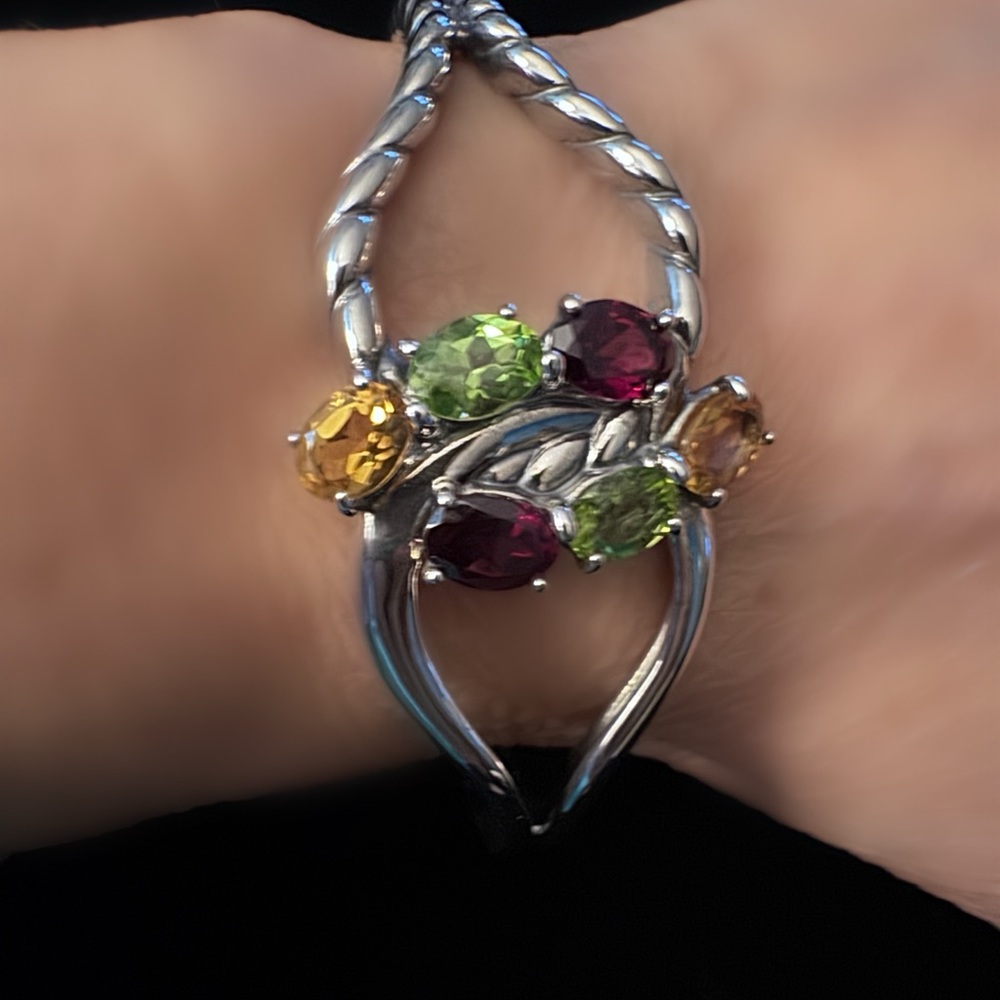 Carolyn Pollack Ruby, citrine, Peridot sterling silver bracelet. - Picture 2 of 7